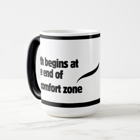 Wachstum beginnt am Ende Ihrer Komfortzone. Verwandlungstasse (Vorderseite Links)