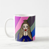 WACHSTUM Leben? Funny Pop Art Woman überrascht Kaffeetasse (Links)