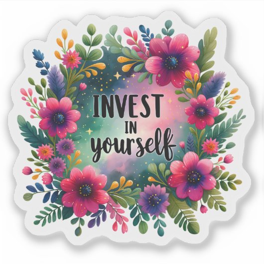 Wachstum mit floraler Kunst fördern Aufkleber (Vorderseite)