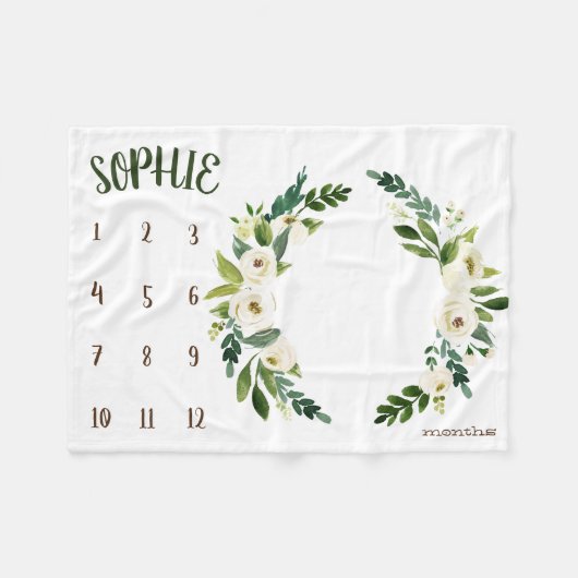 Wachstumsbeobachter - Weißblüten zweigt Meilenstei Fleecedecke (Vorderseite (Horizontal))