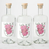 Wachstumsbotschaft "Romantisches Herz und Rose" Alkoholflaschenetikett (Flaschen)