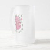 Wachstumsbotschaft "Romantisches Herz und Rose" Mattglas Bierglas (Vorderseite Links)