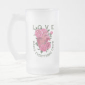 Wachstumsbotschaft "Romantisches Herz und Rose" Mattglas Bierglas (Links)