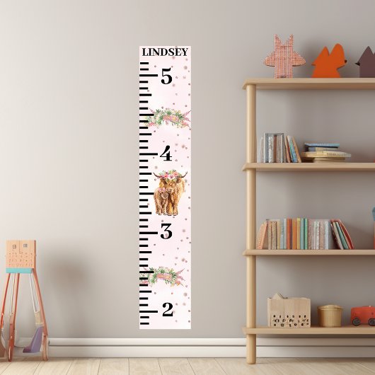 Wachstumsdiagramm des rosa Hochlandkuhkalbs Poster