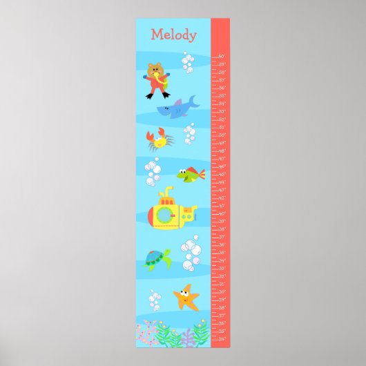Wachstumsdiagramm für Kinder - im Meer Poster (Vorne)