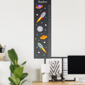 Wachstumsdiagramm für Kinder - Raketenschiff Poster (Heimbüro)