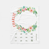 Wachstumspur - Girl-Meilenstein-Aquarell Fleecedecke (Vorderseite)