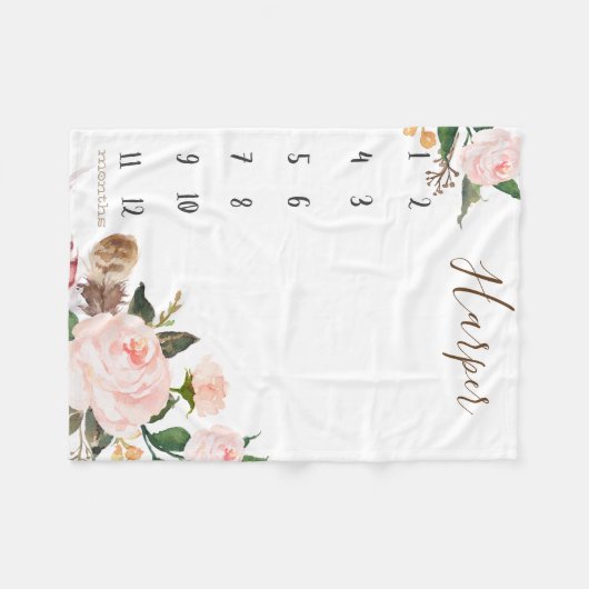 Wachstumspur - Meilenstein - Boho Wasserfarbe Fleecedecke (Vorderseite (Horizontal))