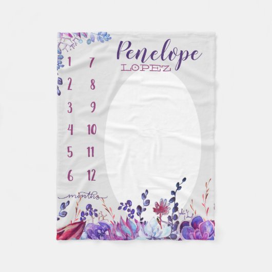 Wachstumspur - Meilenstein - Lila Aquarell Fleecedecke (Vorderseite)