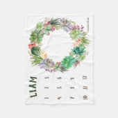 Wachstumspur - Meilenstein - Sukkulärer Kranz Fleecedecke (Vorderseite)