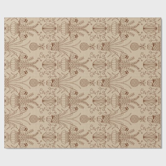 Wachtel-DamastSepia Geschenkpapier (Flach)