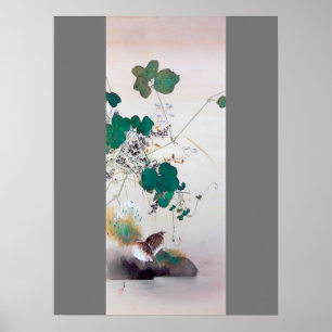 Wachtel und Herbst-Blume, Watanabe Seitei Poster