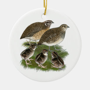 Wachtelfamilie der Gattung Coturnix Keramik Ornament