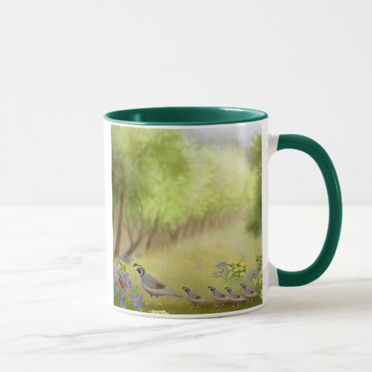 Wachteln in einer Wiesen-Wecker-Tasse Tasse (Rechts)