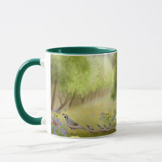 Wachteln in einer Wiesen-Wecker-Tasse Tasse (Links)