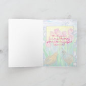 Wachtelvögel Rosa Tulip Blume Glücklich Geburtstag Karte (Innenseite)