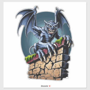 Wächter der Höhen: Ein gotisches Gargoyle-Kunstwer Aufkleber