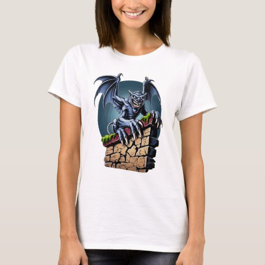 Wächter der Höhen: Ein gotisches Gargoyle-Kunstwer T-Shirt (Vorderseite)