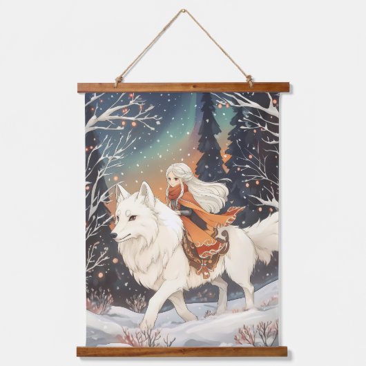 Wächter der Nordlichter Wandteppich Mit Holzrahmen (Vorderseite)