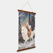 Wächter der Nordlichter Wandteppich Mit Holzrahmen (Gewinkelt)