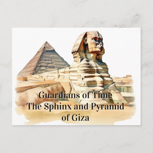 Wächter der Zeit: Die Sphinx und Pyramide von Gize Postkarte (Vorderseite)
