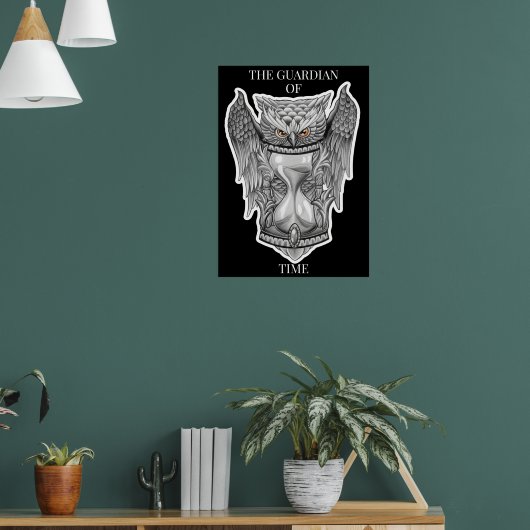 Wächter der Zeit - Eule und Stundenillustration Poster (Wohnzimmer 1)