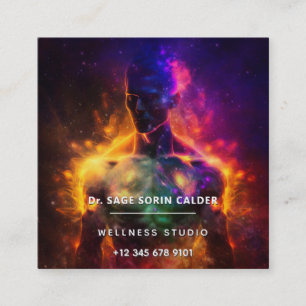 Wächter des Friedens   Leuchtender Mensch Quadratische Visitenkarte