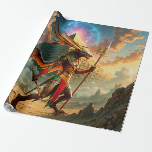 Wächter des Himmels­tores – Anubis Geschenkpapier (Ungerollt)