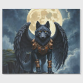 Wächter des Mondes – Der schwarzflügelige Wolf Geschenkpapier (Flach)