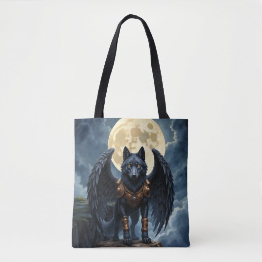 Wächter des Mondes – Der schwarzflügelige Wolf Tasche (Vorderseite)