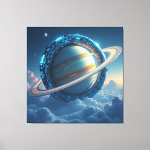 Wächter des Saturn – Die kosmische Schlange Leinwanddruck