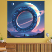 Wächter des Saturn – Die kosmische Schlange Leinwanddruck (Insitu (Wohnzimmer))