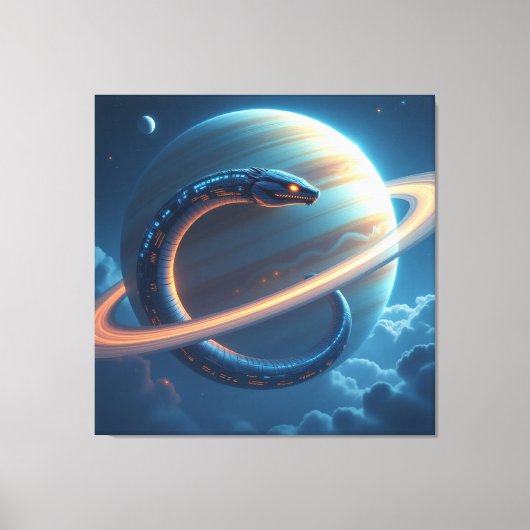 Wächter des Saturn – Die kosmische Schlange Leinwanddruck (Vorderseite)