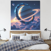 Wächter des Saturn – Die kosmische Schlange Leinwanddruck (Insitu (Schlafzimmer))