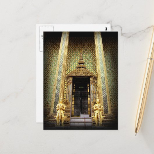 Wächter des thailändischen Fotos Golden Palace Postkarte (Vorderseite/Rückseite Beispiel)