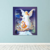 Wächter Engel, Kinder, Brücke (exklusives Design Leinwanddruck (Insitu (Holzboden))