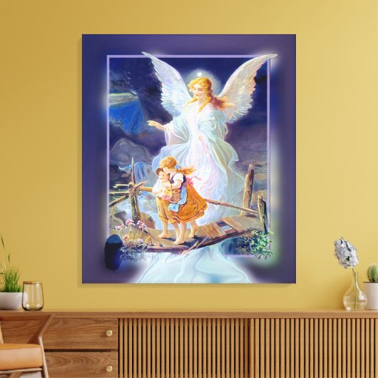 Wächter Engel, Kinder, Brücke (exklusives Design Leinwanddruck (Insitu (Wohnzimmer))