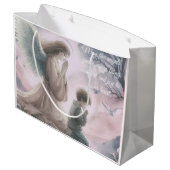 Wächter Engel und Kind gemeinsam beten Große Geschenktüte (Rückseite Schrägansicht)