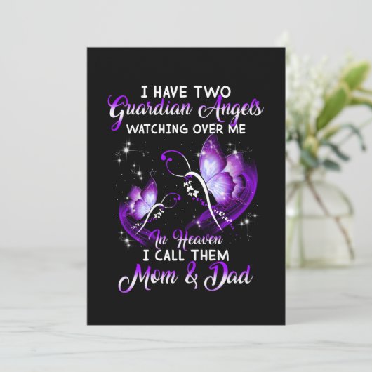 Wächter in meinem Himmel Mama & Vater Dankeskarte (Stehend Vorderseite)