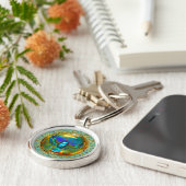 Wächter von Sun und Gold Circle Stilvolle Rahmen Schlüsselanhänger (Seite)