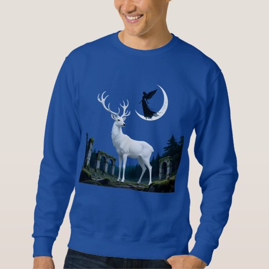 Wächterhirsch Verzauberter Wald Fantasy-Kunst Sweatshirt (Vorderseite)