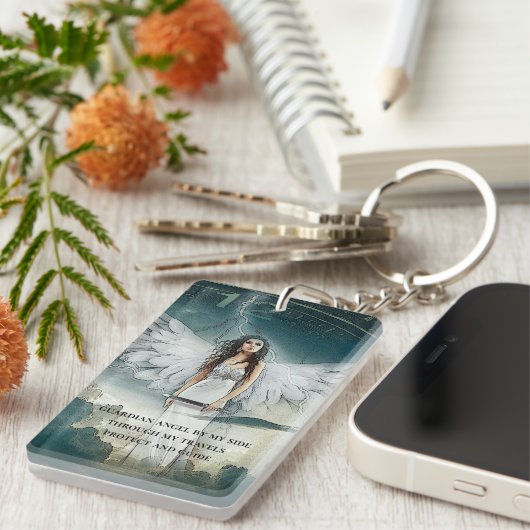 Wächterin Angel Prayer Monogram doppelseitig Schlüsselanhänger (Vorderseite rechts)