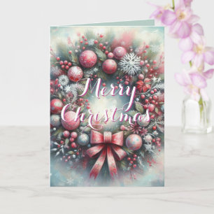 Wachturm Grün/Rosa Personalisierte Weihnachten Karte