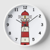 Wachturmuhr mit rotem und weißem Leuchtturm Uhr (Vorderseite)
