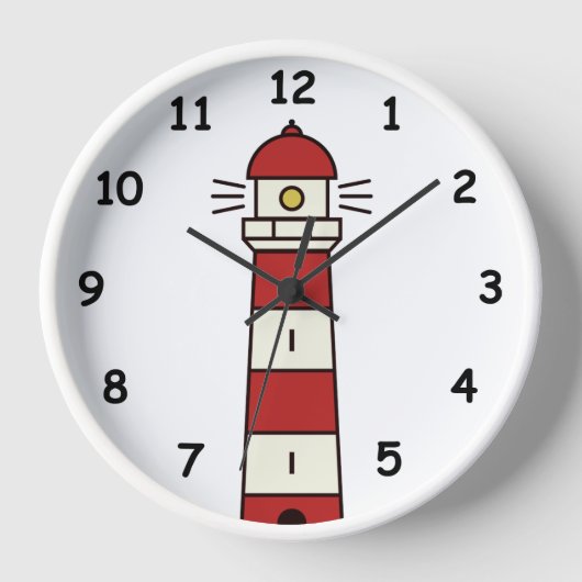 Wachturmuhr mit rotem und weißem Leuchtturm Uhr (Vorderseite)