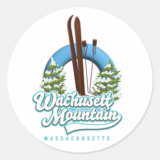 Wachusett Mountain Massachusetts Ski Logo Runder Aufkleber (Vorderseite)