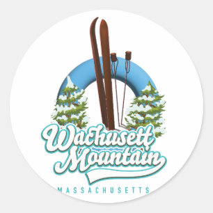 Wachusett Mountain Massachusetts Skilogo Runder Aufkleber