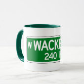 Wacker Antrieb, Straßenschild Chicagos, IL Tasse (Vorderseite Links)