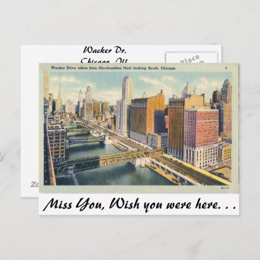 Wacker Drive, Chicago, Illinois Postkarte (Vorne/Hinten)