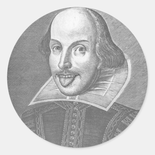 Wackiger Shakespeare Runder Aufkleber (Vorderseite)
